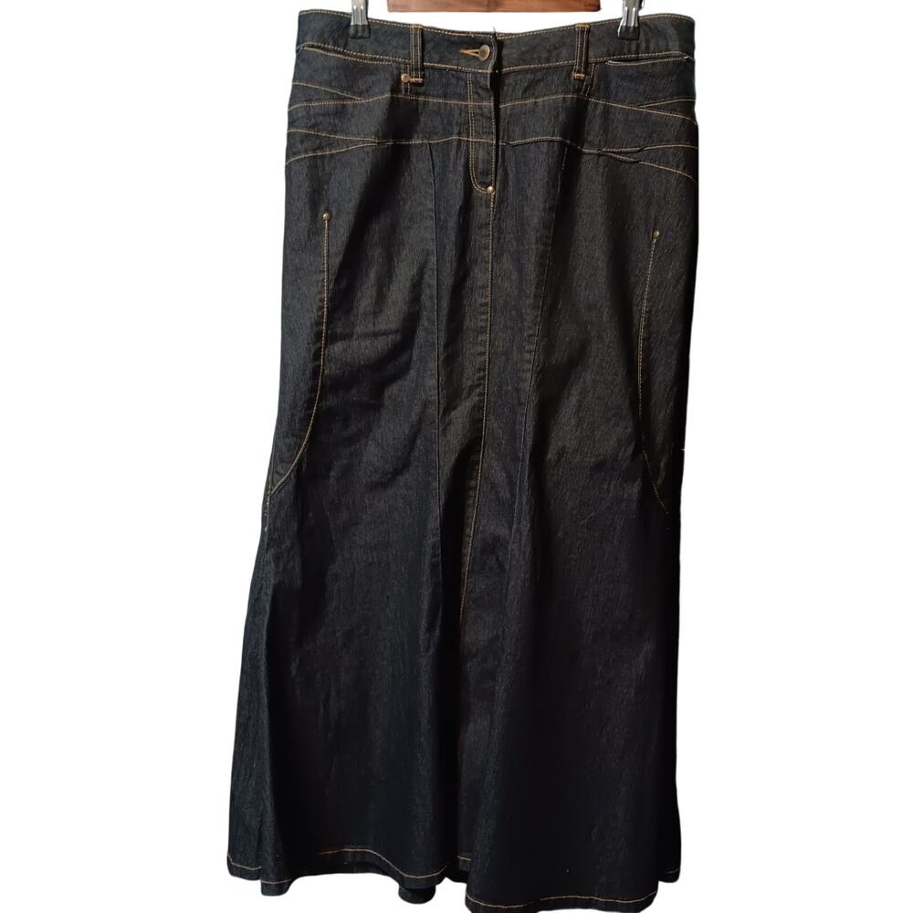 Bisou Bisou Dark Wash Denim Maxi Jean Skirt Size 14W Excellent Condition